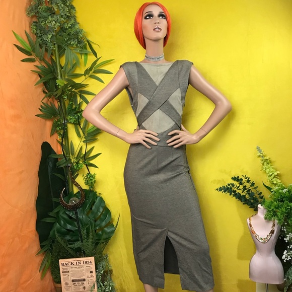 Christian Cota Mixed Suede business wrap dress